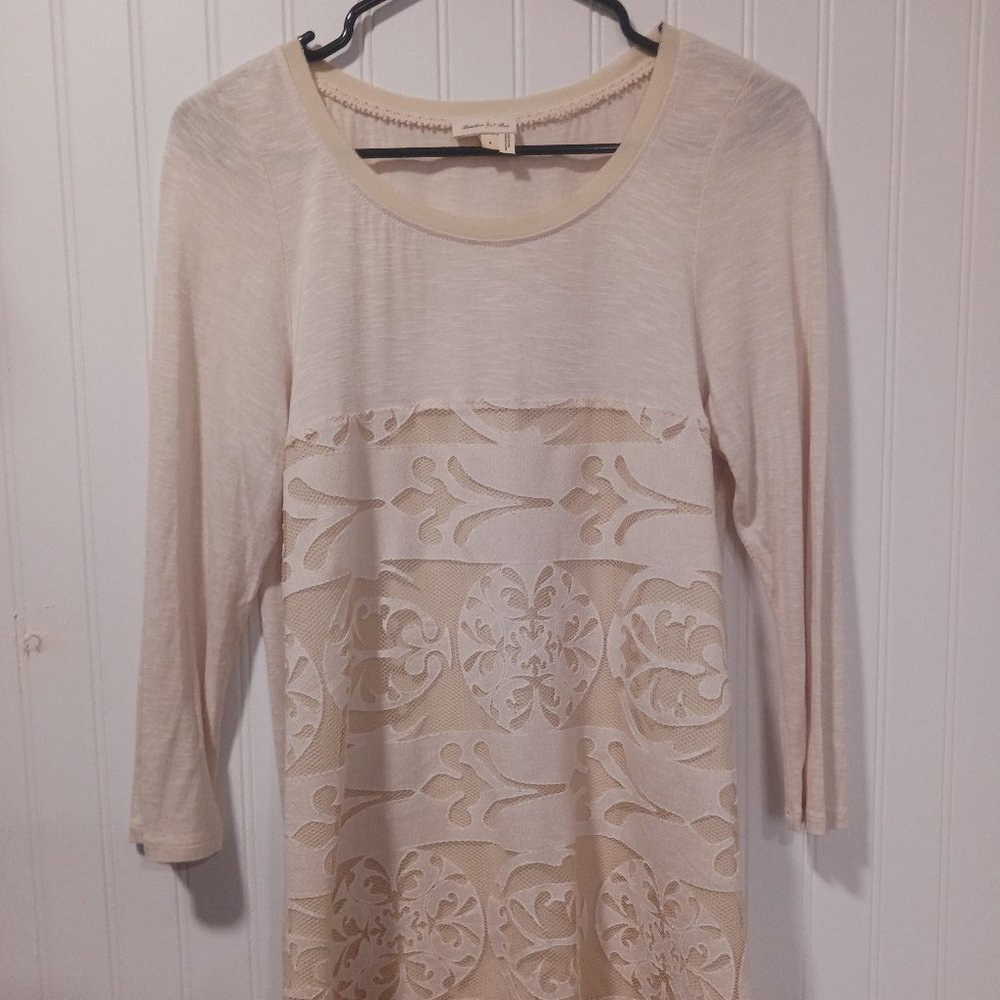 Anthropologie Meadow Rue Small Cream Lace Tunic Top